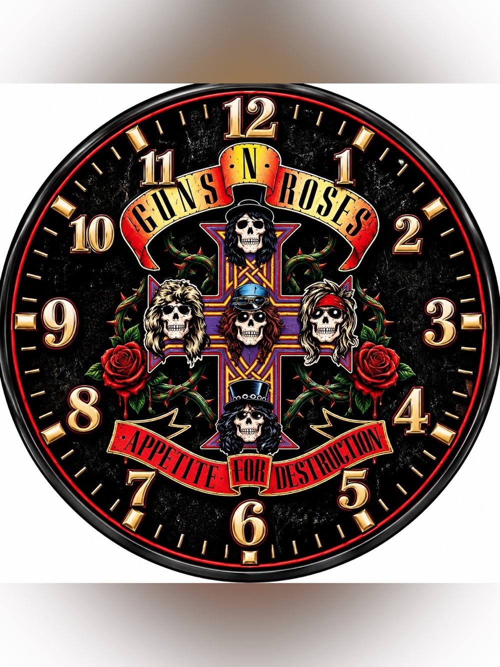 Guns N' Roses Appetite for Destruction 9” Wall Clock - Black & Red